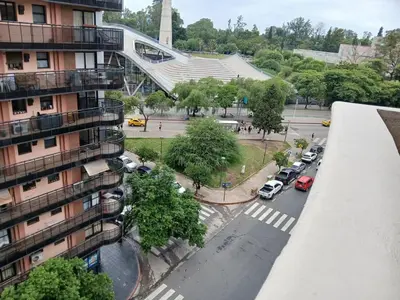 an aerial view of a city with a building at Departamento con Encanto Nueva Córdoba 2 in Cordoba