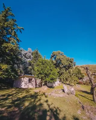 a house in the middle of a field with trees at Hostel La Resolana in Villa Alpina