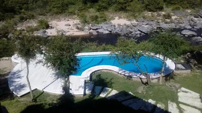 an overhead view of a swimming pool in a yard at Lagriega in Cuesta Blanca