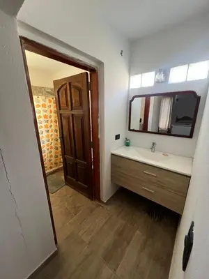 a bathroom with a sink and a mirror at 