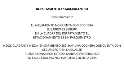 a block of text on a white background at Departamento con Balcón y Asador in Río Cuarto