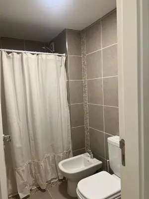 a bathroom with a toilet and a sink at Departamento Temporario en Cordoba Capital in Cordoba