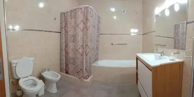 a bathroom with a toilet and a sink and a shower at Tierra Mia in Carpintería