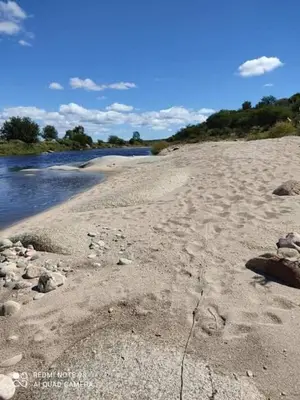 a beach with rocks and water on a sunny day at Panaholma resort Cabañas de montaña in Panaholma