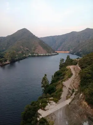 an aerial view of a river with a road at Karylago11 in San Roque