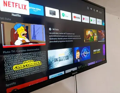 a television screen with a bunch of videos on it at Celeste departamento in Cordoba