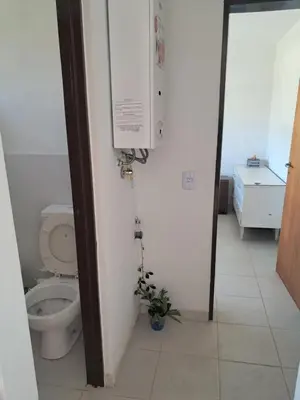 a bathroom with a toilet and a plant in it at Departamento para 2 personas in Alta Gracia