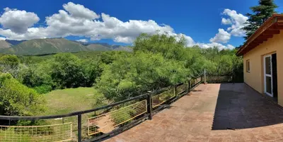 a balcony of a house with a view of the mountains at La Casa Azul in San Javier