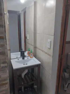 a bathroom with a sink and a mirror at Mate host 2 in Cordoba