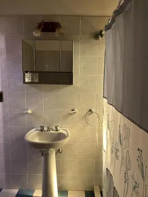 a bathroom with a sink and a shower at Cabaña Don Licho in San Javier