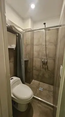 a bathroom with a toilet and a shower at Duplex Luxor Calazans in Cordoba