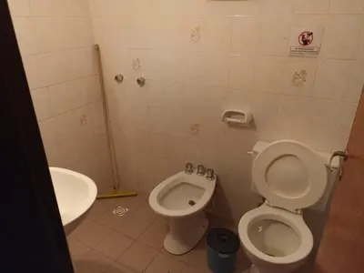 a bathroom with a toilet and a sink at Duplex la casita de papá in Mina Clavero
