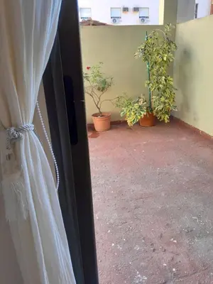 a door with a wedding dress in a room with plants at Departamento Anita Villa Carlos Paz in Villa Carlos Paz