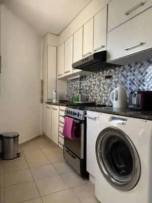 a kitchen with a washing machine and a washer at Alberdi Urbano in Cordoba