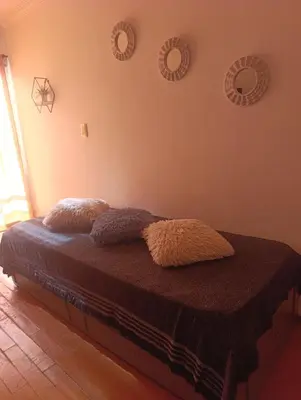 a bedroom with a bed with two pillows on it at Nueva Córdoba Ambrosio Olmos 898 pleno bv a metros de plaza España la universidad clínicas gastronomía etc etc in Cordoba