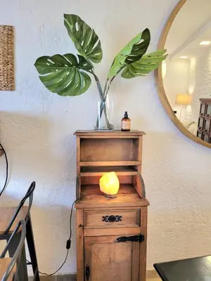 a table with a vase with a plant on it at Crin Blanca in Cordoba