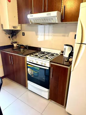 a kitchen with a stove and a sink at Depto Céntrico, Cochera, Pile, Terraza in Villa Carlos Paz