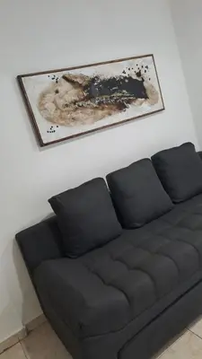 a couch in a living room with a picture on the wall at Vissia Vcp in Villa Carlos Paz