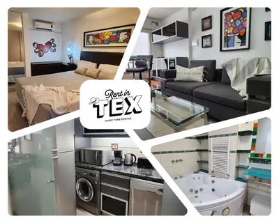 a collage of photos of a living room and a kitchen at Beautiful and modern apartment in Alta Gracia in Alta Gracia