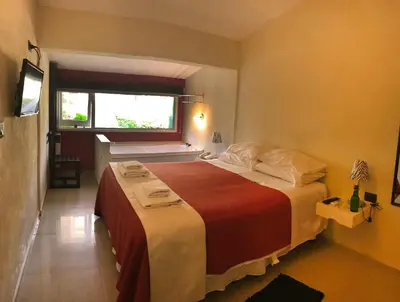 a bedroom with a large bed and a window at Casa Alta Hotel Boutique & Spa - Solo Adultos in Villa Carlos Paz