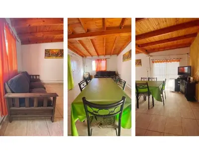 three pictures of a living room and a table and chairs at Aires de Paz in San Roque