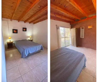 two pictures of a bedroom with a bed in a room at Aires de Paz in San Roque