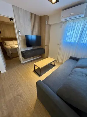 a living room with a couch and a tv at Departamento Elegante y Funcional SS10 in Cordoba