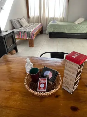 a table with a tray of food on top of it at Las Champas in Villa Yacanto