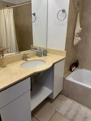 a bathroom with a sink and a mirror and a tub at Harmony Apart in Cordoba