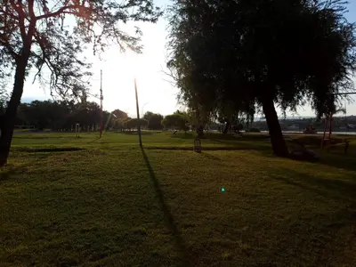 a shadow of a tree on the grass in a park at Castillo Del Lago - Carlos Paz - D18 in Villa Carlos Paz