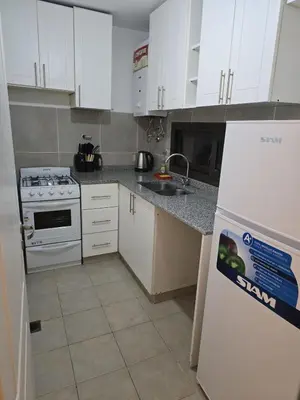 a kitchen with white cabinets and a white refrigerator at ByB ALQUILERES 3 in Cordoba