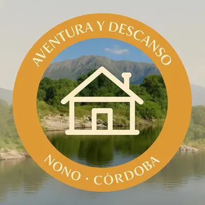 a sign with a house in the middle of a lake at Acogedora cabaña en el corazón de Nono in Nono