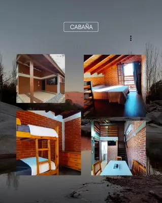 a collage of photos of a bedroom and a house at Acogedora cabaña en el corazón de Nono in Nono