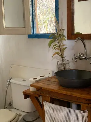 a bathroom with a sink and a toilet at Rancho Eco Loft in San Javier