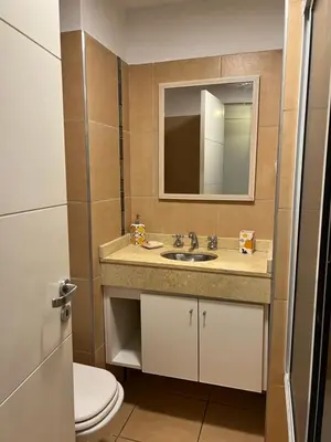 a bathroom with a sink and a toilet at Torres H Güemes in Cordoba
