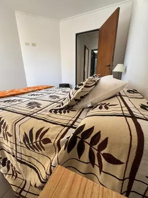 a bedroom with a large bed with a large mirror at Carlos Paz Roque Sainz Peña in Villa Carlos Paz