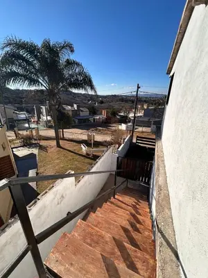 a staircase leading up to a building with a palm tree at Lo De ADRI in Villa Carlos Paz