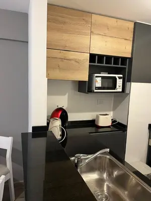 a kitchen with a sink and a microwave at DEPARTAMENTO TEMPORARIO UNICO CON SEGURIDAD 24 HS EN LA MEJOR ZONA NvA CORDOBA in Cordoba
