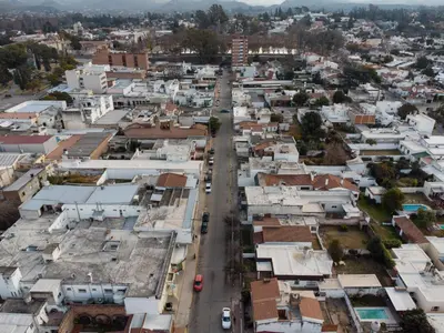 an aerial view of a city with buildings at Aires del Casco in La Porteña