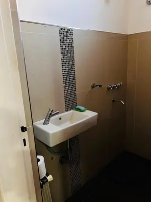 a bathroom with a sink and a shower at Confortable Casa en Pilar Rio II in Pilar