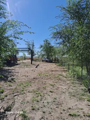 a dirt road with a car parked in the distance at Domo Del Rio in Los Reartes