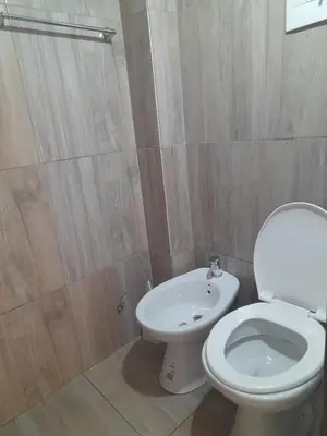 a bathroom with a toilet and a shower at Apartamento LEO-BEL in Cordoba