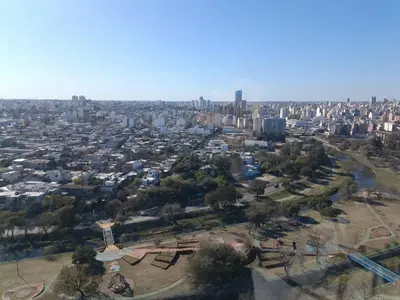 an aerial view of a city with buildings at Comodo y luminoso in Cordoba