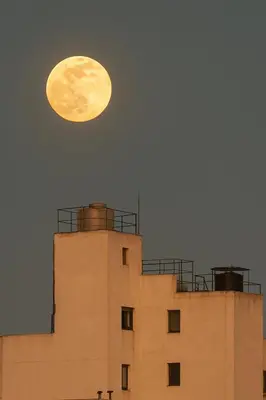 a full moon rising over a building with a building at Urban 362 in Cordoba