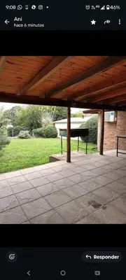 a picture of a park with a bench in a pavilion at Pao Pei in Santa Rosa de Calamuchita