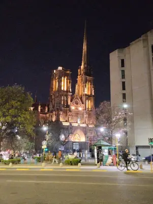 a large building with a cathedral at night at Great Lofty in Cordoba