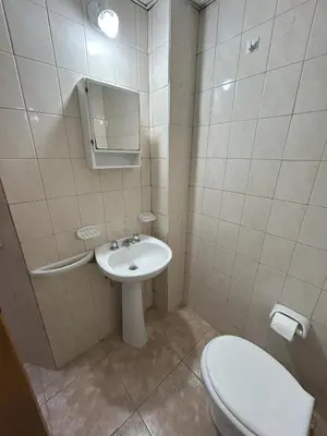 a white bathroom with a toilet and a sink at Apart Geranio, monoambiente en planta baja in Río Cuarto
