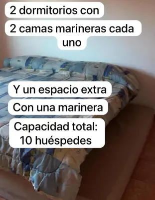a screenshot of a text message about a bed at Departamento Carlos Paz cerca Centro y Río in Villa Carlos Paz