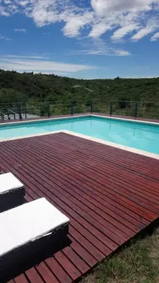 a swimming pool on top of a roof at Balcones de Los Chorrillos in Estancia Vieja
