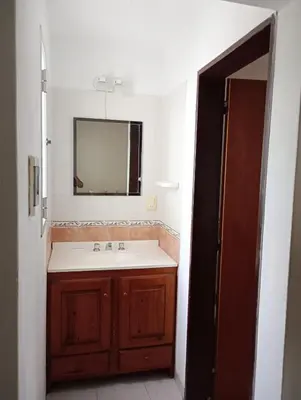 a bathroom with a sink and a mirror at Nélida Dpto 4 in Villa Carlos Paz
